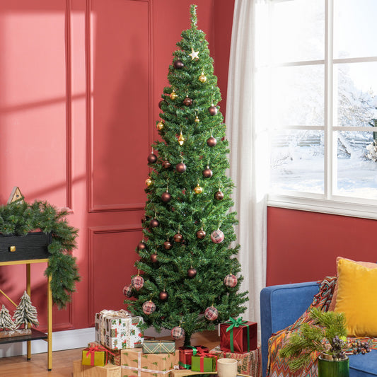 HOMCOM Slim 7ft Christmas Tree for Small Spaces, 818 Tips