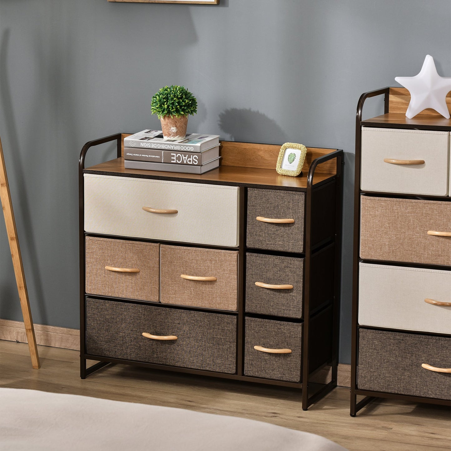 HOMCOM Industrial 7-Drawer Dresser for Bedroom, Steel Frame