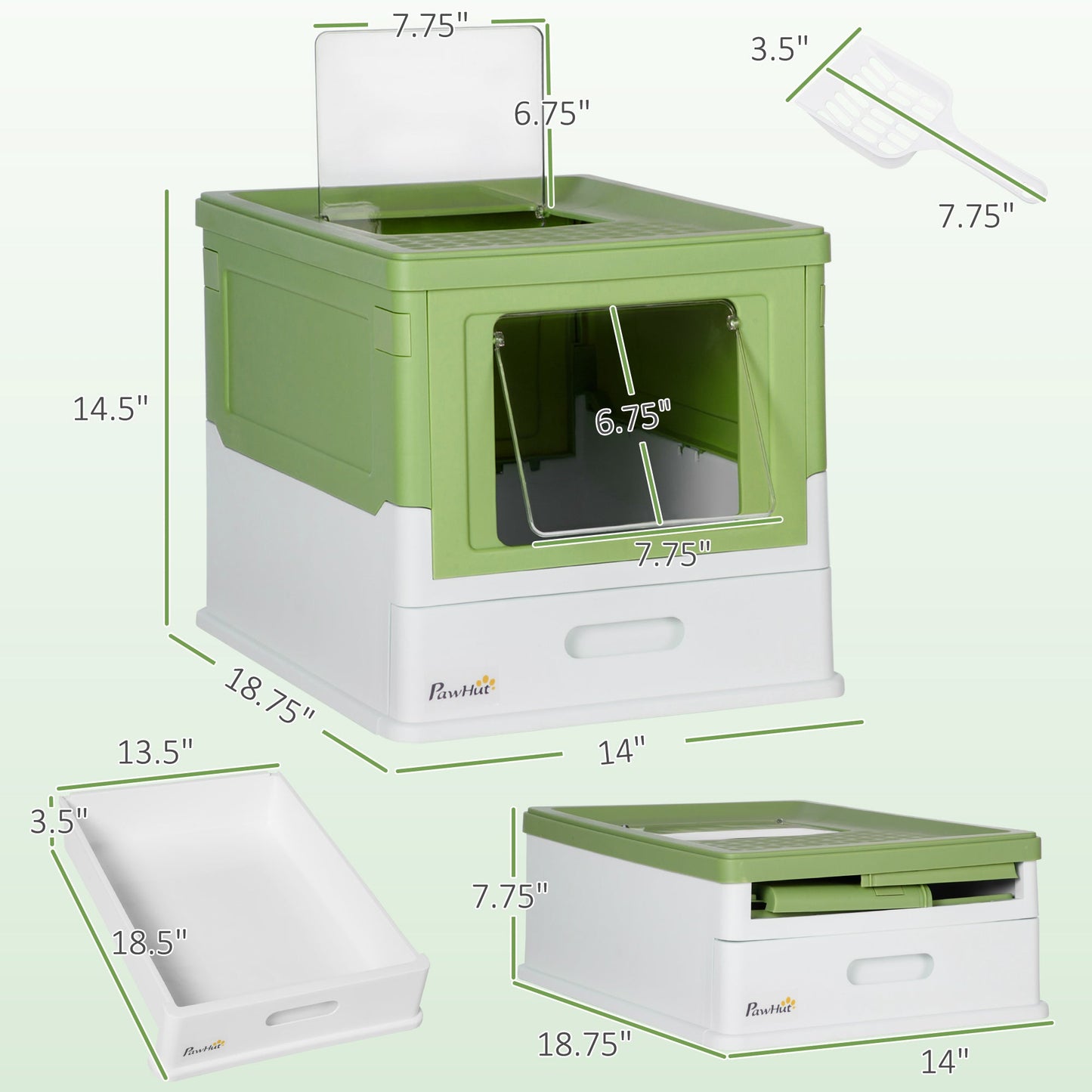 PawHut Modern Cat Litter Box for Homes, Enclosed Top-Exit