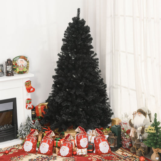 HOMCOM Black 7ft Unlit Christmas Tree with Realistic Tips