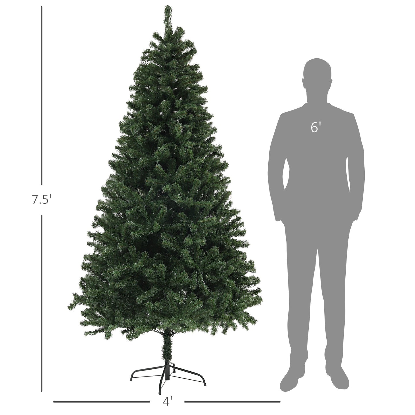 HOMCOM 7.5 Ft Classic Christmas Tree for Living Room, Auto-Open