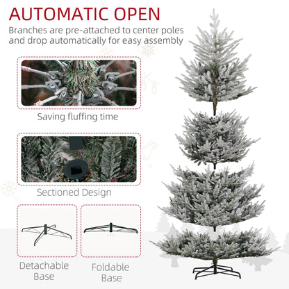HOMCOM 9 Ft Flocked Christmas Tree for Home, Auto-Open