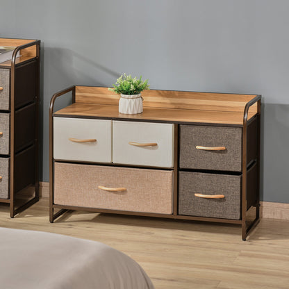 HOMCOM Colorful 5-Drawer Dresser for Nursery, Steel Frame