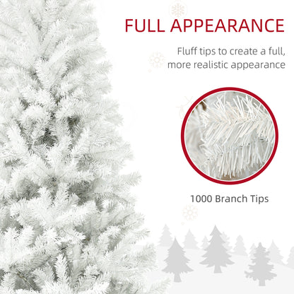 HOMCOM White 6 ft Unlit Christmas Tree 1,000 Tips, Auto-Open