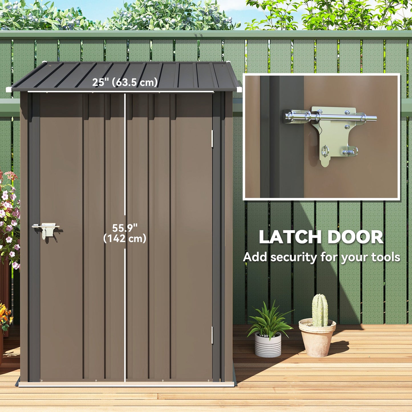 Outsunny Lean-To Patio Shed, Lockable Galvanized Steel