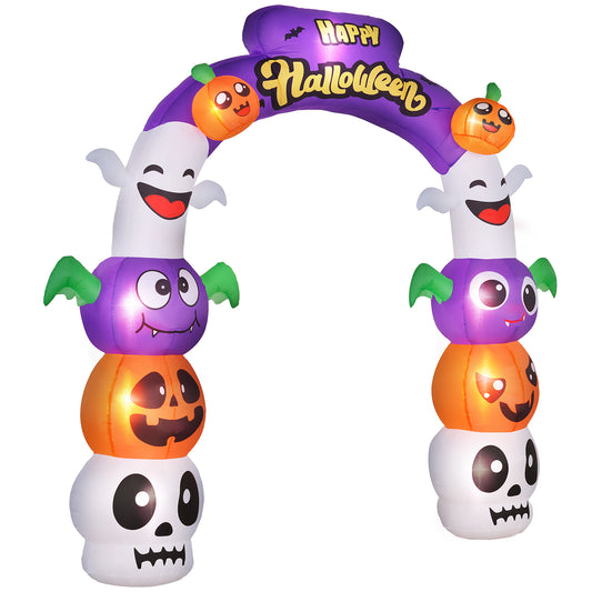 Outsunny Halloween Inflatable Yard Arch 8ft Pumpkins & Bats