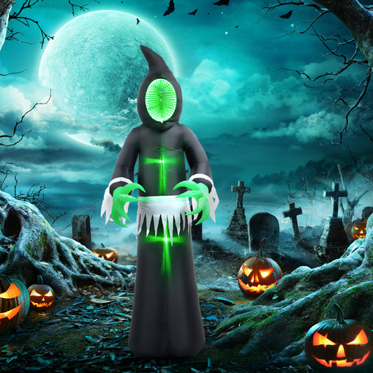 HOMCOM Spooky 8ft Inflatable Ghost for Yard, LED Mirror Face