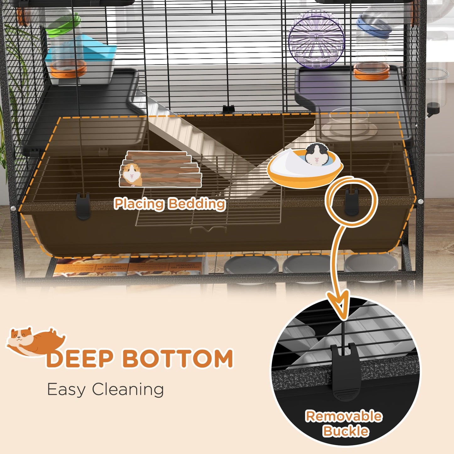 PawHut Modular Syrian Hamster & Gerbil Cage, Tubes & Wheel