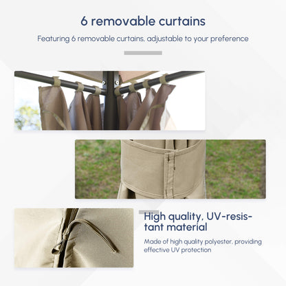 Outsunny Khaki 10x13 Patio Gazebo with Removable Walls