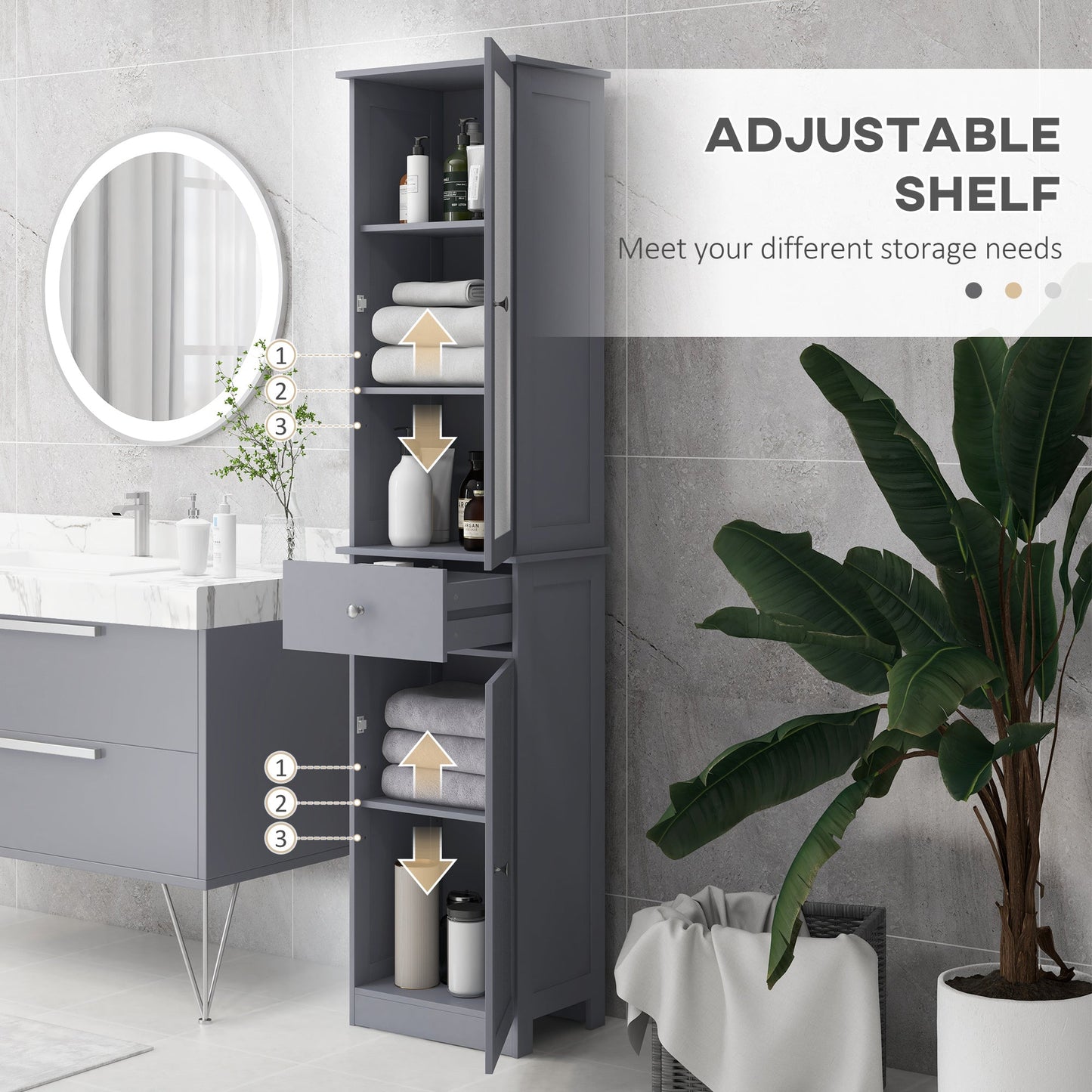 Modern kleankin Tall Narrow Bathroom Cabinet for Small Baths