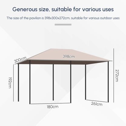 Outsunny Khaki 10x13 Patio Gazebo with Removable Walls