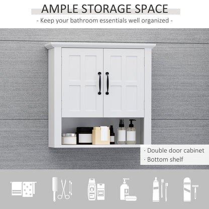 HOMCOM White Bathroom Wall Cabinet with Adjustable Shelf
