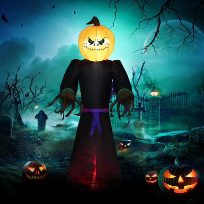 HOMCOM Halloween Reaper & Pumpkin Yard Inflatable, 7ft LED