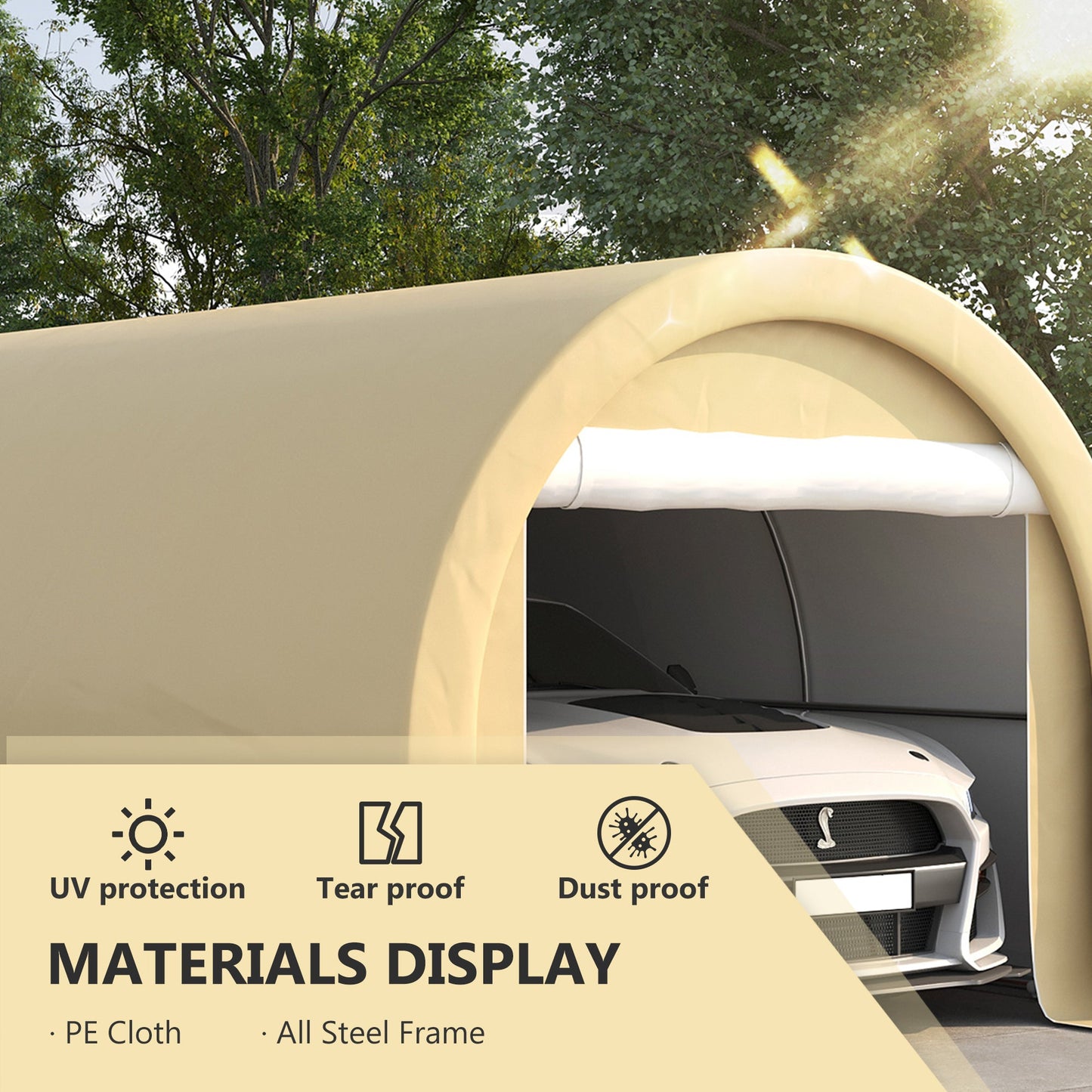 Outsunny Heavy-Duty Carport for Driveway with Zippered Door