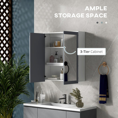 kleankin White Bathroom Medicine Cabinet, Mirror, 2 Doors