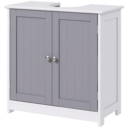Two-Tone kleankin Bath Vanity Cabinet, U-Cut & Adj. Shelf