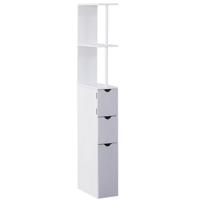 HOMCOM Slim Bathroom Linen Tower with Shelves & Drawers