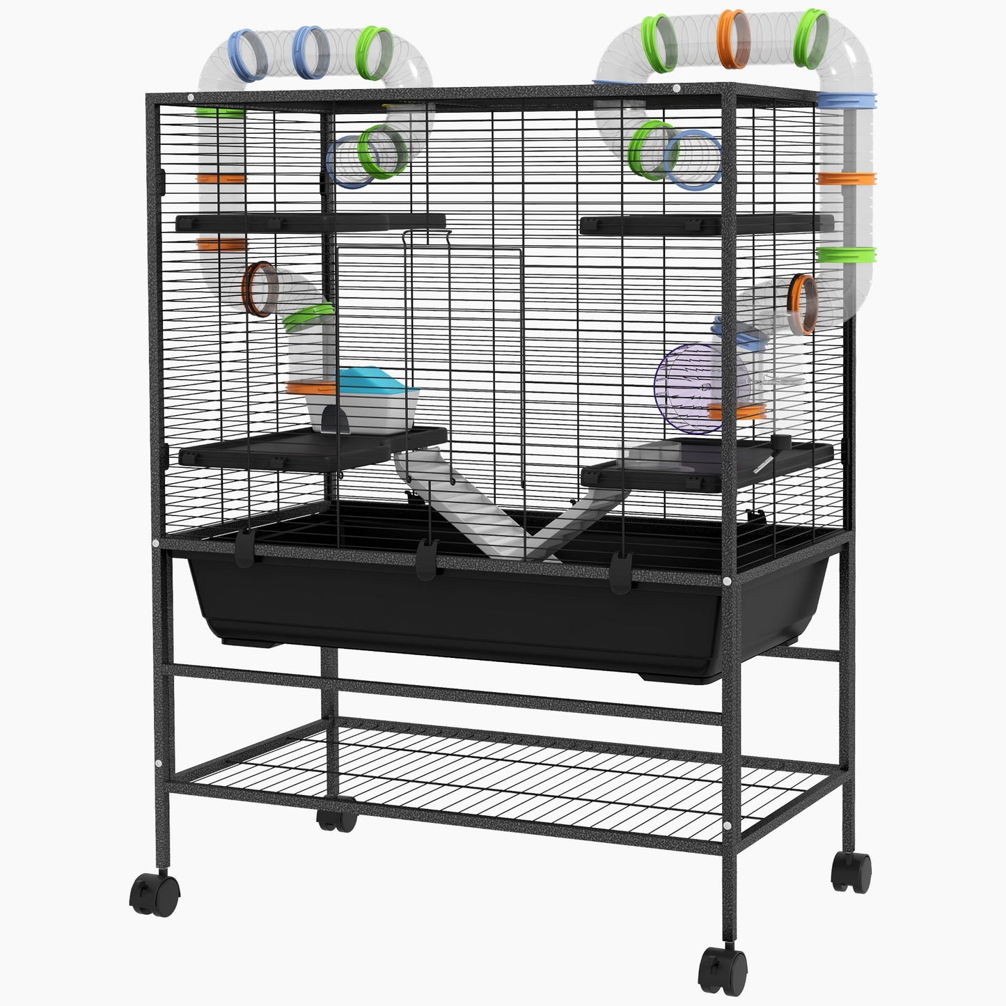 PawHut Modular Syrian Hamster & Gerbil Cage, Tubes & Wheel