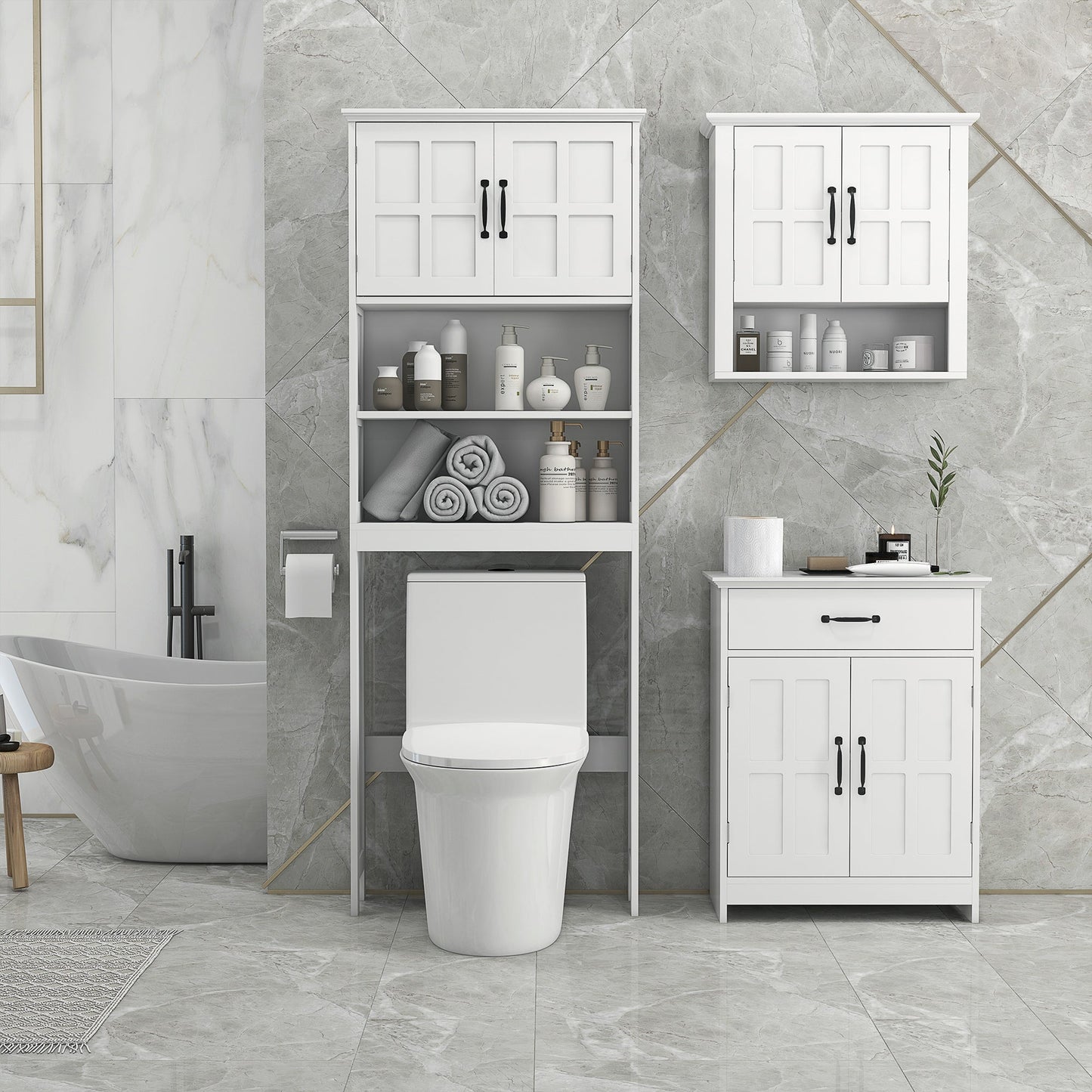 kleankin Modern Bathroom Cabinet, Drawer & Adjustable Shelf