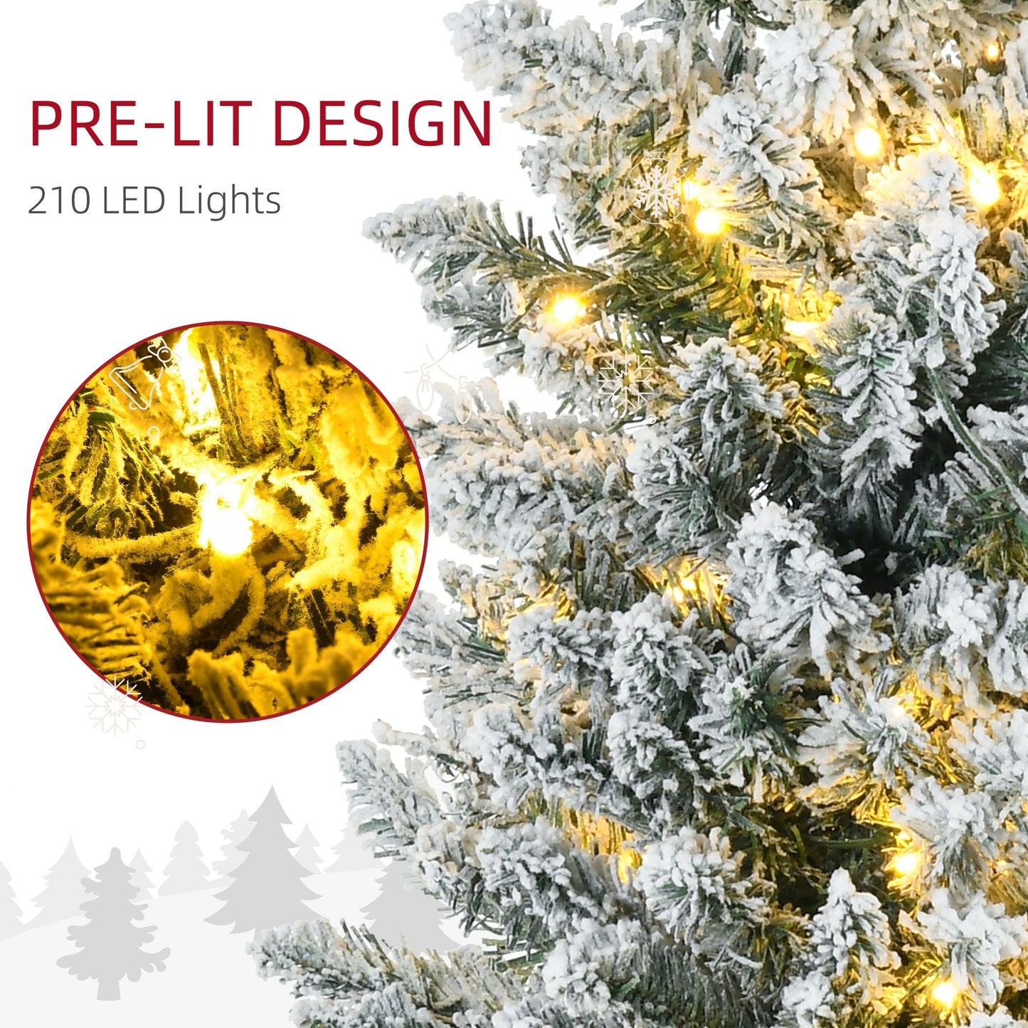 HOMCOM 7 Ft Slim Christmas Tree for Corners, Warm White LEDs
