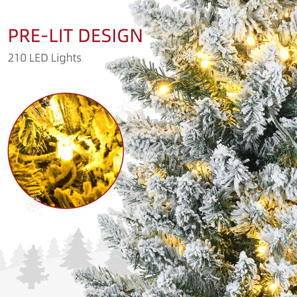 HOMCOM 7 Ft Slim Christmas Tree for Corners, Warm White LEDs