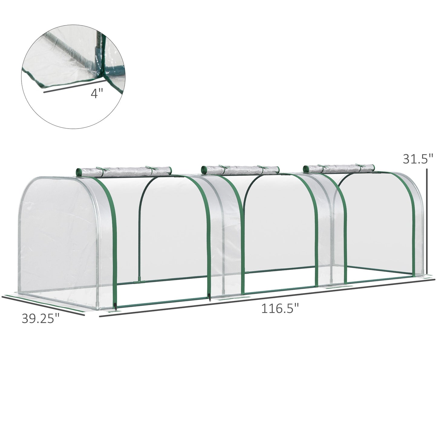 Outsunny Tunnel Greenhouse for Garden Beds, UV-Resistant PVC