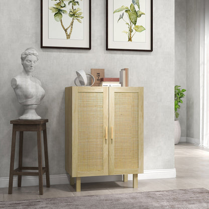 HOMCOM Boho Buffet Cabinet for Dining Room with Rattan Doors