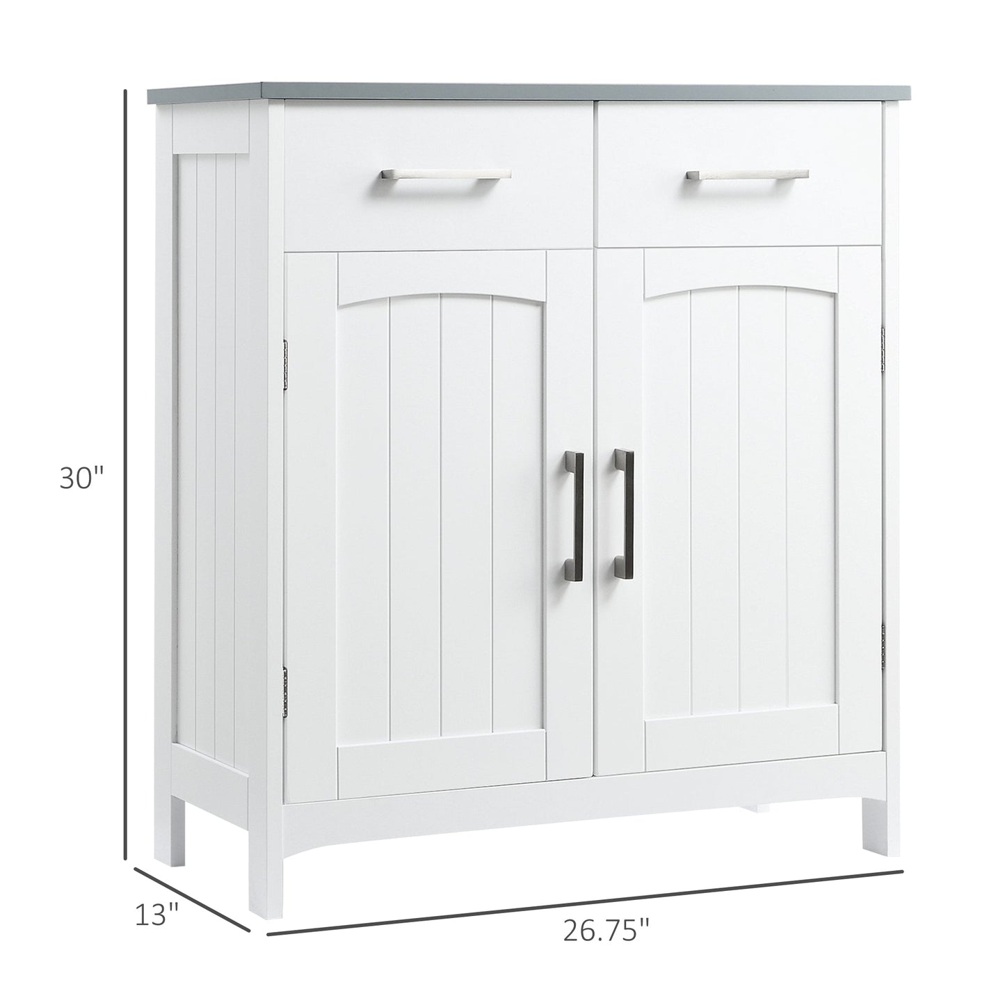 kleankin White Bathroom Cabinet: Drawers & Adjustable Shelf
