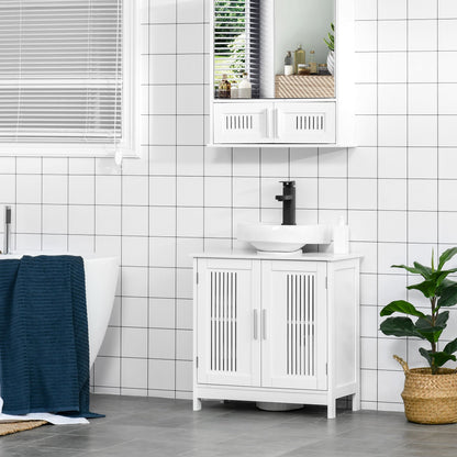 kleankin White Bathroom Under-Sink Cabinet, Adjustable Shelf