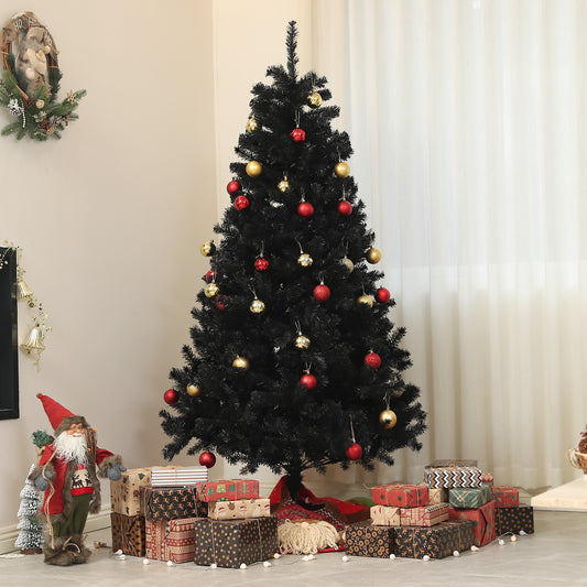 HOMCOM Black 6ft Christmas Tree for Holiday Decor, Auto-Open
