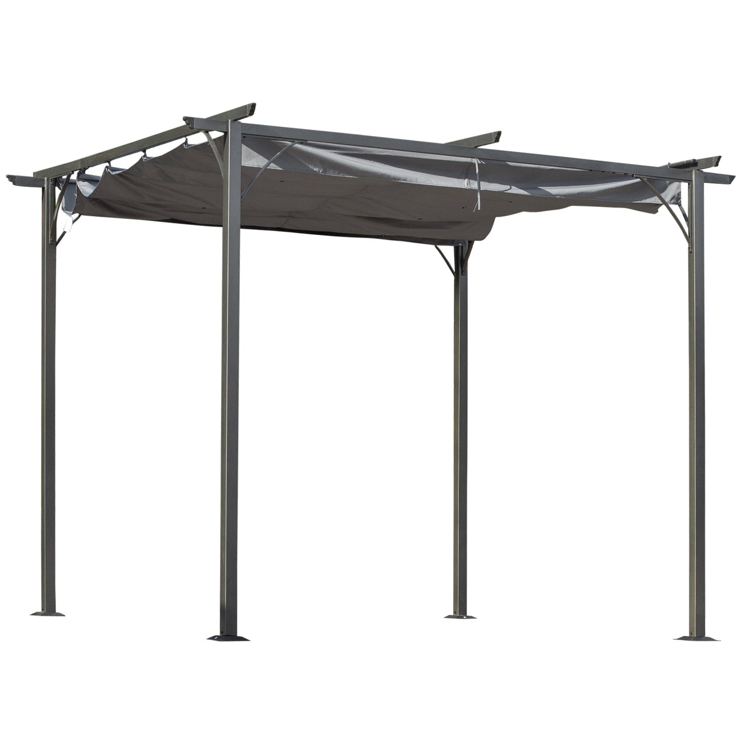 Outsunny 10x10 Metal Pergola for Patio, Retractable Shade