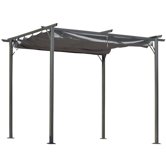 Outsunny 10x10 Metal Pergola for Patio, Retractable Shade