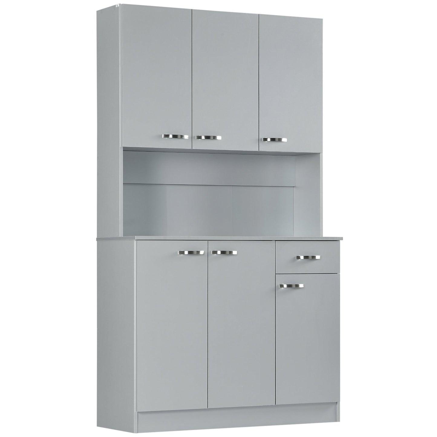 HOMCOM Modern Kitchen Pantry Hutch with Microwave Shelf