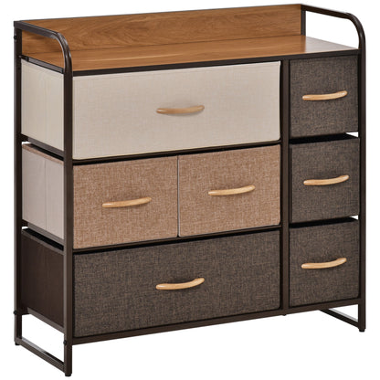 HOMCOM Industrial 7-Drawer Dresser for Bedroom, Steel Frame