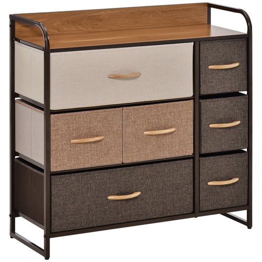 HOMCOM Industrial 7-Drawer Dresser for Bedroom, Steel Frame