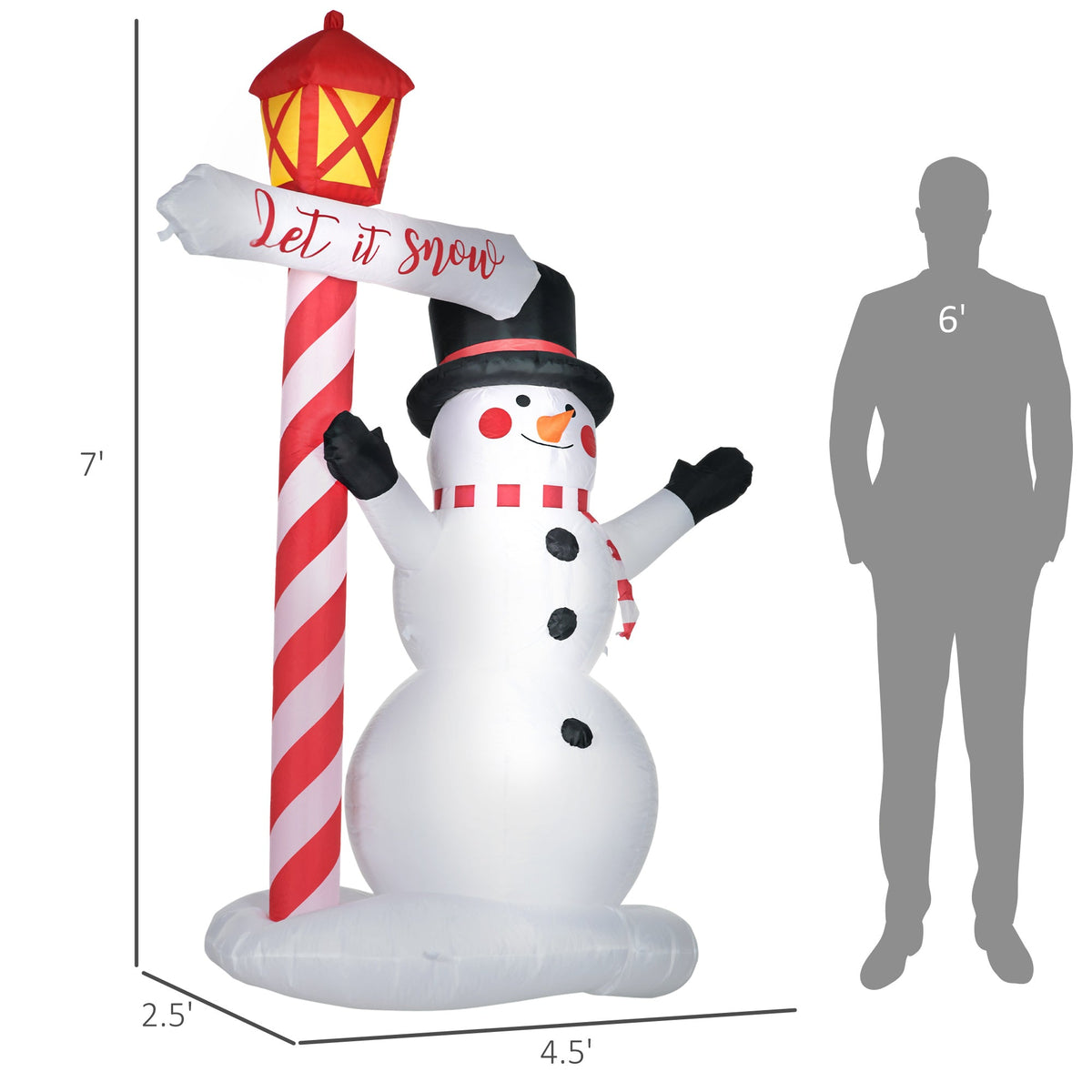 HOMCOM 7 Ft LED Inflatable Snowman & Street Lamp Christmas Yard