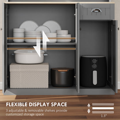 Modern Farmhouse Buffet Hutch by HOMCOM with Microwave Shelf