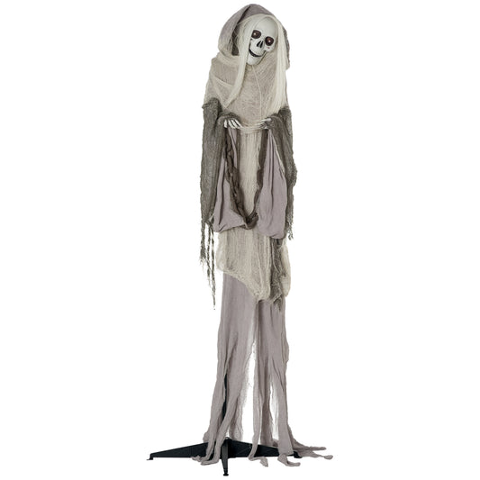 Outsunny 74in Skeleton Witch, Halloween Yard, Sound & Motion