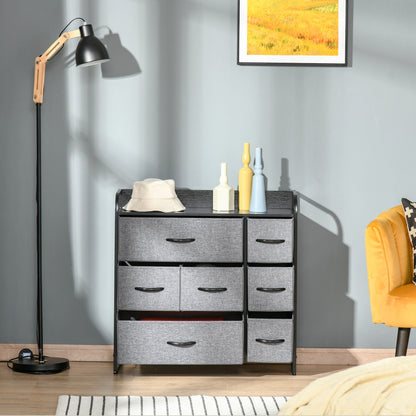 HOMCOM Industrial 7-Drawer Bedroom Dresser, Steel Frame