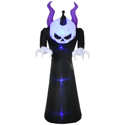 HOMCOM 7ft Halloween Pumpkin Reaper LED-Lit Yard Inflatable