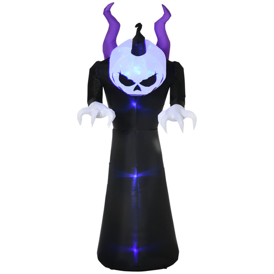 HOMCOM 7ft Halloween Pumpkin Reaper LED-Lit Yard Inflatable