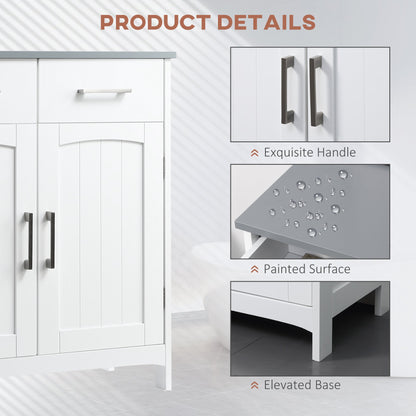 kleankin White Bathroom Cabinet: Drawers & Adjustable Shelf