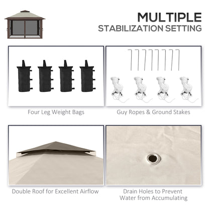 Outsunny 13x13 Pop-Up Patio Gazebo, 2-Tier Roof & Carry Bag