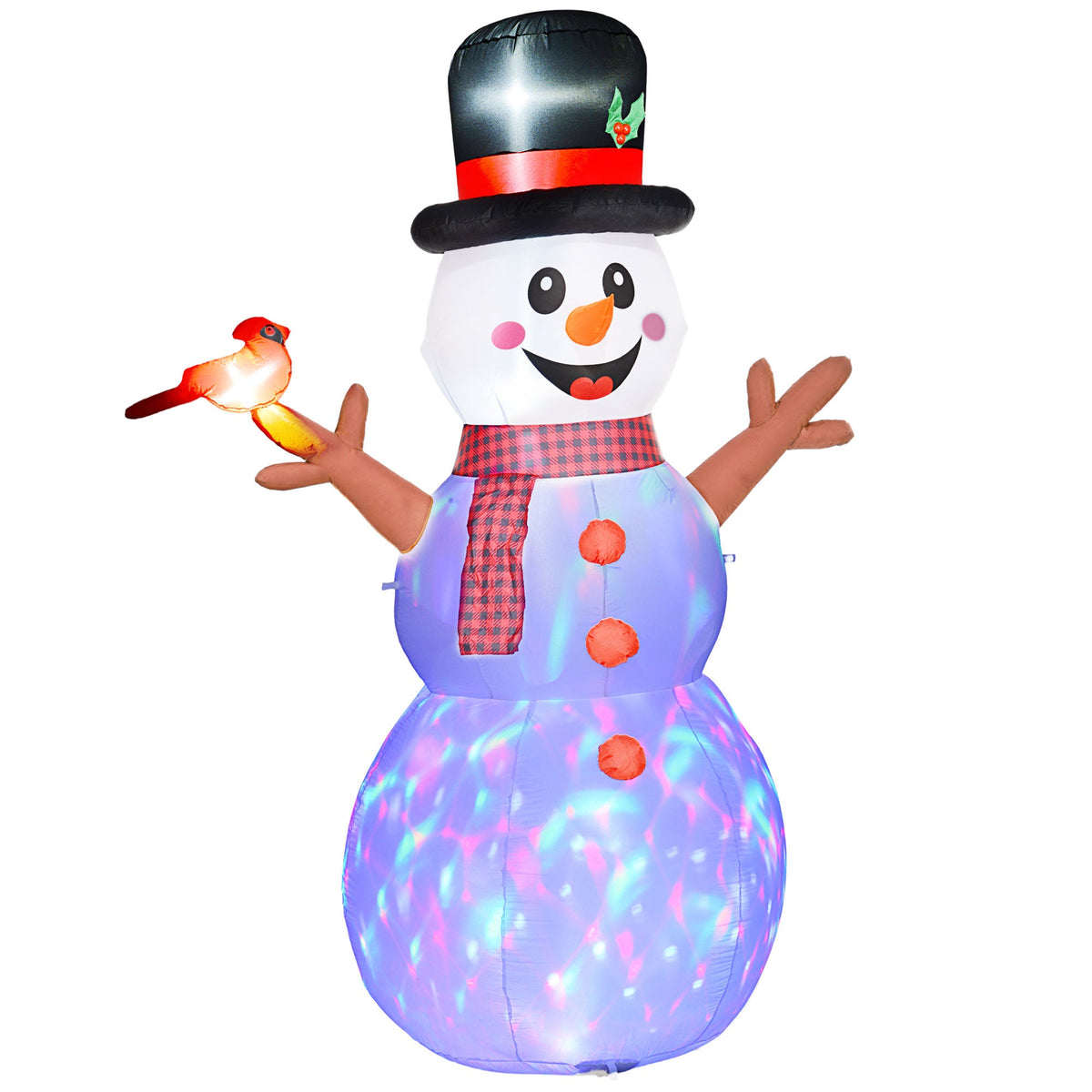 Outsunny Festive Colorful LED Inflatable Snowman Yard Decor