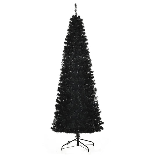 HOMCOM Slim Black Pencil Christmas Tree for Home, 7 ft