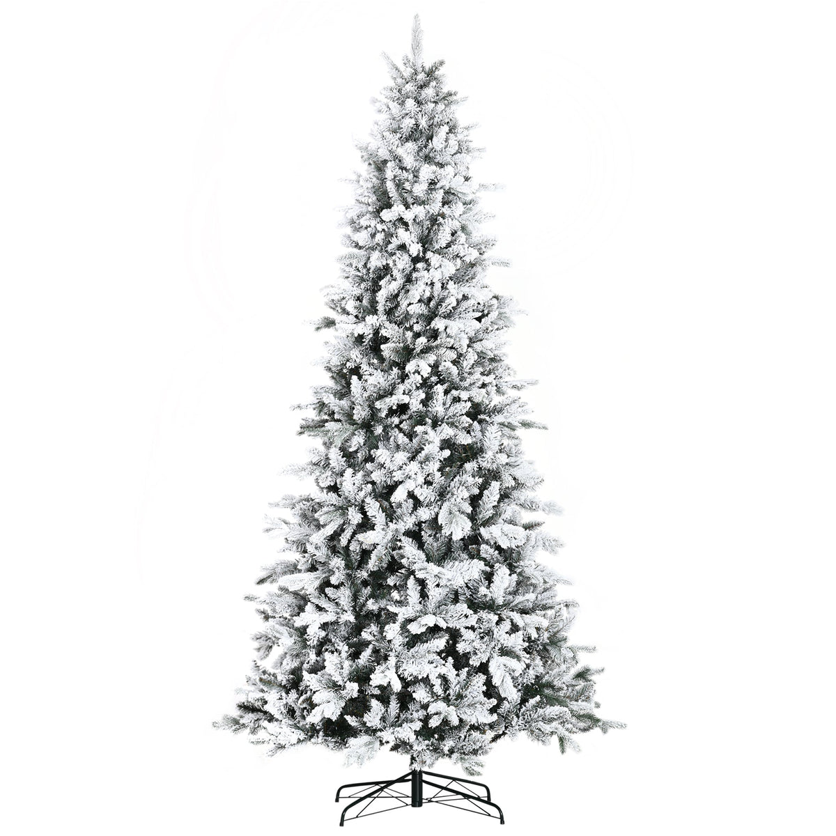 HOMCOM 9 Ft Snow-Flocked Christmas Tree, Quick Auto-Setup