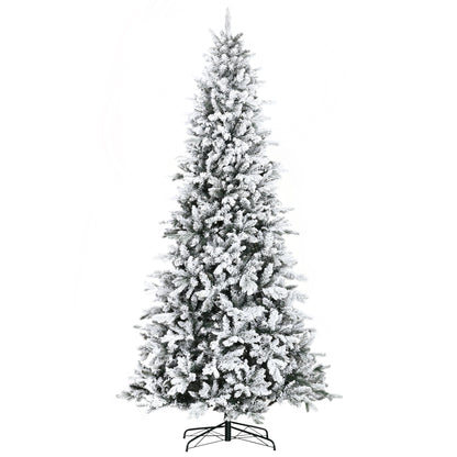 HOMCOM 9 Ft Snow-Flocked Christmas Tree, Quick Auto-Setup