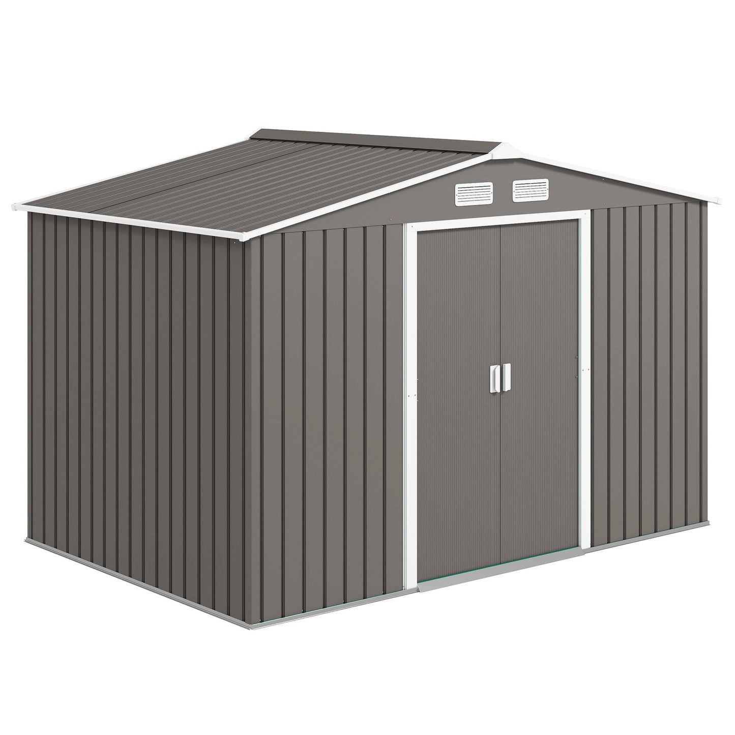 Outsunny Metal Storage Shed, Backyard 9x6, Foundation Kit