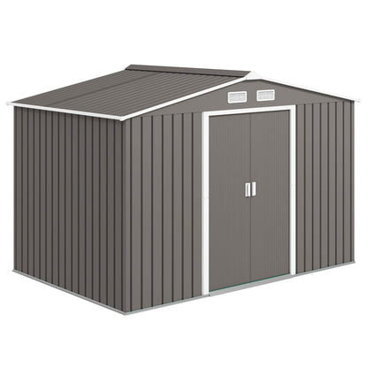 Outsunny Metal Storage Shed, Backyard 9x6, Foundation Kit