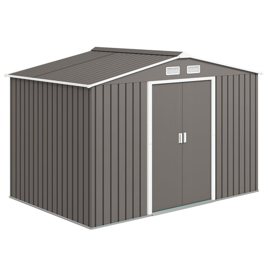 Outsunny Metal Storage Shed, Backyard 9x6, Foundation Kit